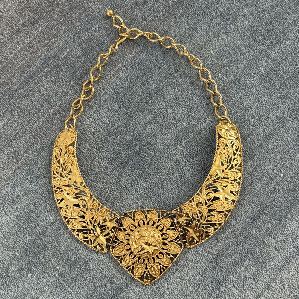 Vintage Jose Maria Barrera for Avon “Falling Leaves” Gold-plated Collar Necklace